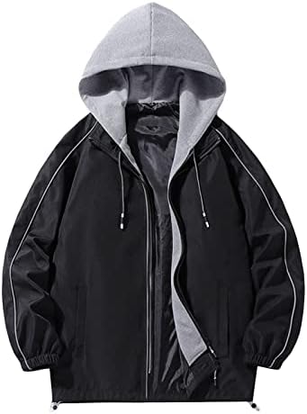 Maiyifu-GJ erkek Softshell Ceket Çıkarılabilir Hood ile Tam Zip Spor Atletik Hoodies Hafif Rüzgar Geçirmez Kış Ceket