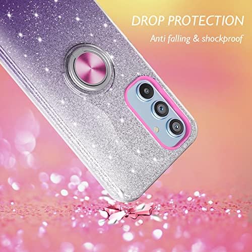 KSWOUS için Galaxy A54 5G Kılıf ile Ekran Koruyucu [2 Paket], Glitter Sparkly Bling Mor Koruyucu Kapak için Kickstand
