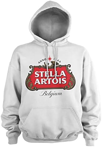 Stella Artois Resmi Lisanslı Belçika Logolu Kapüşonlu Sweatshirt (Beyaz)