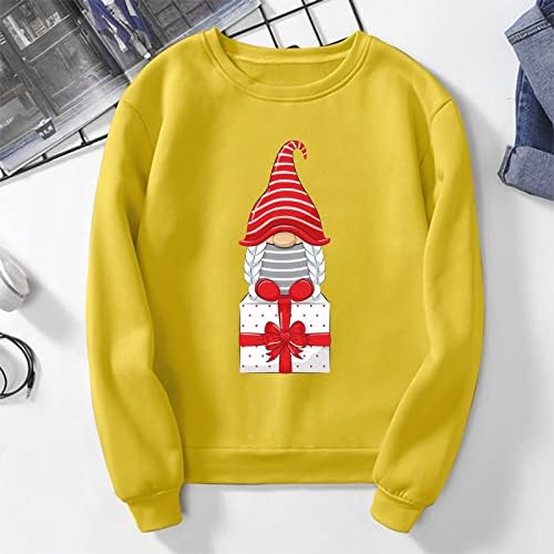 BEUU Noel Gömlek Kadınlar için, kadın Hoodies & Sweatshirt Casual Noel Gnome Baskı Üstleri Ekip Boyun Artı Boyutu