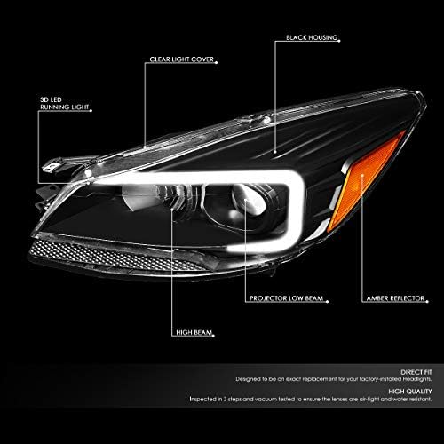 3D LED DRL Projektör Siyah konut Amber Köşe Far Lambaları+Araç Kiti ile Uyumlu Ford Escape 13-16