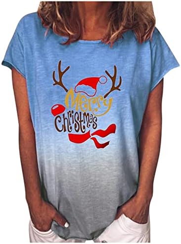 NREALY Blusa Noel Kadın T-Shirt Degrade Gömlek Kazak Grafik Tee Tops
