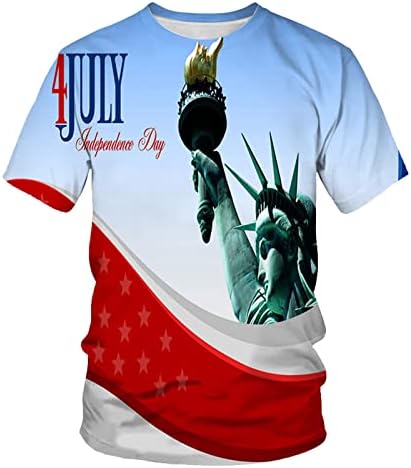 2023 Yeni erkek T Shirt Kısa Kollu Casual Vintage Bağımsızlık Günü 3D Dijital baskılı tişört Egzersiz Bellek
