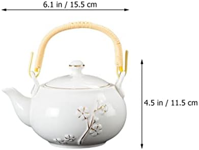 Seramik Japon Çaydanlık Demlik Demlik Rattan Saplı Çaydanlık Porselen Çömlek Demlik Dekoratif Çiçek Demlik Gevşek