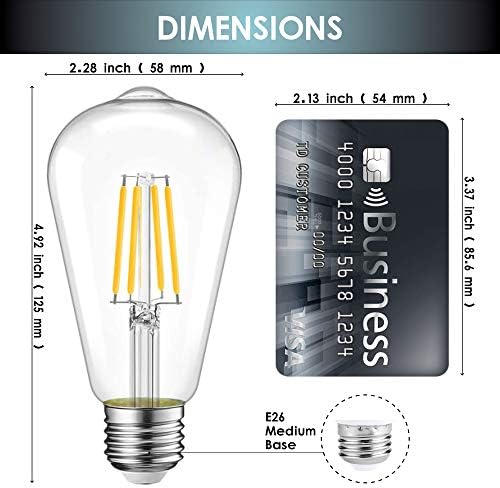 Vintage Edison Ampul 40 Watt Akkor Eşdeğer LED 4.5 Watt ST19 LED filament ampul, E26 Orta Taban 4000 K Soğuk Beyaz,