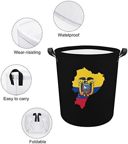 Ekvador Bayrağı Harita çamaşır sepeti Katlanabilir Çamaşır Sepeti çamaşır kutusu saklama çantası Kolları ile