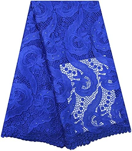 Uongfi Kraliyet Mavi Suda Çözünür Dantel İşlemeli rhinestones ile Kumaş kord Dantel Kumaş için Parti Dikiş Elbise
