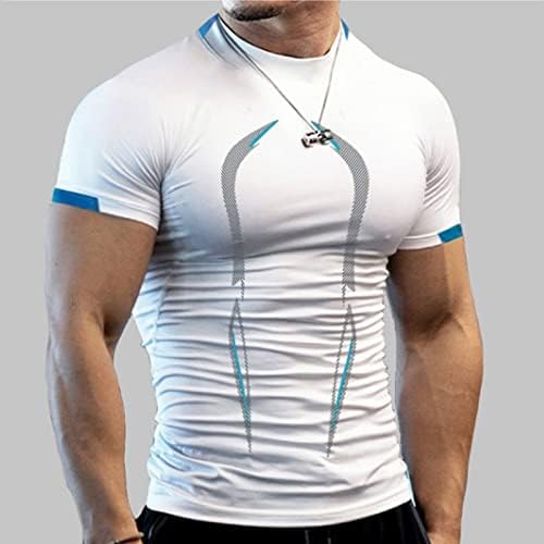 Erkek Hızlı Kuru Fit Koşu Atletik Tişörtleri Egzersiz Spor Salonu Spor Üstleri Nem Esneklik Giyim Tees Sıkıştırma