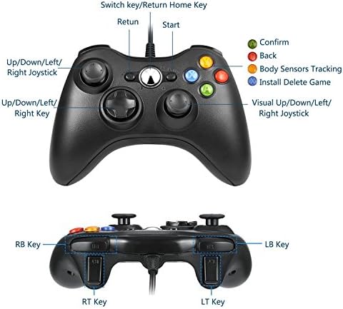 Xbox 360 için YUDEG Xbox 360 Kablolu Denetleyici Gamepad Denetleyicisi (Siyah)