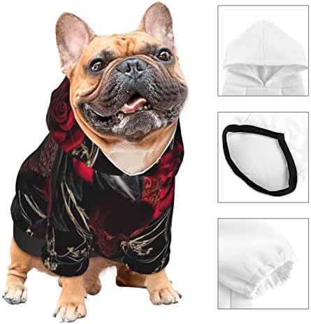 Gül Kan Kafatası Köpek Hoodie Yumuşak Köpek Gömlek Yelek, T Shirt Pet Kıyafetler Pamuk Polyester Kazak Şapka ile Rahat