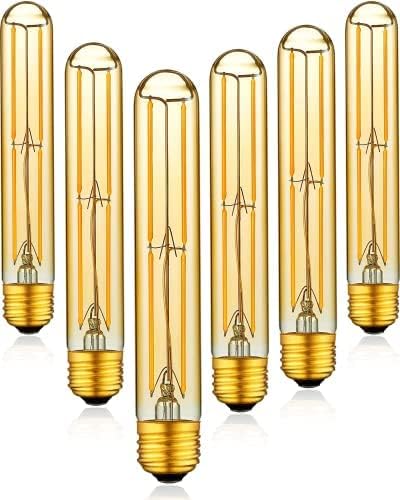 HuNanAoTe si T10 dim LED boru ampul, Amber uzun tüp Edison ışık Retro ampul, 6 W, 60 W eşdeğer, sıcak beyaz 2700 K,