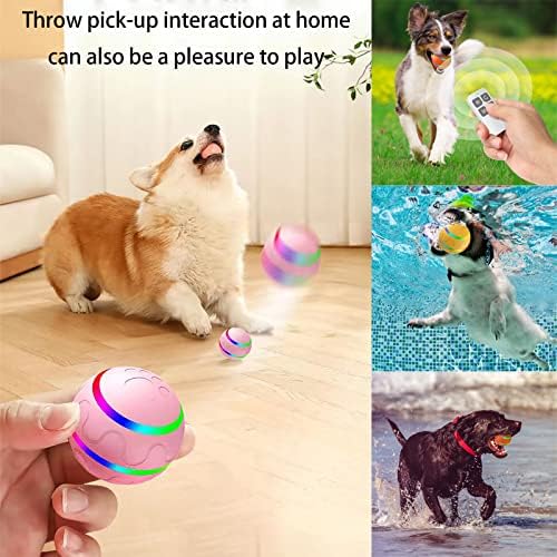 Fancemot Interaktif Köpek Topu Uzaktan Kumanda, led el feneri Otomatik Haddeleme Topu Köpek, USB Şarj Edilebilir uzaktan