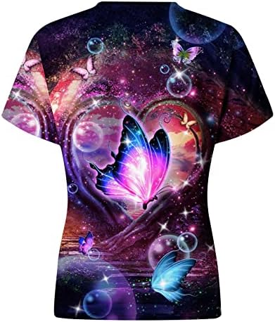 Kadın Kısa Kollu Bluzlar, Kelebek Baskı Üstleri Kadınlar için Renkli Batik Gömlek Ekip Boyun Yaz Grafik Tees