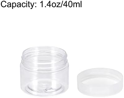 uxcell Şeffaf Plastik Kavanozlar Beyaz Kapaklı, 6 Adet 1.35 oz/40ml Doldurulabilir Yuvarlak Gıda saklama kapları Mutfak