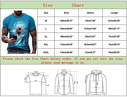 XXBR Noel kısa kollu tişörtler Mens için, 2022 Komik Noel Noel Baba Baskı O Boyun Tee Tops Egzersiz Tasarımcı Gömlek