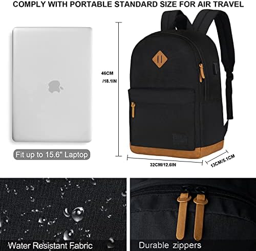 KOPHLY Büyük Carry-on dizüstü bilgisayar seyahat sırt çantası Erkekler ve Kadınlar İçin USB şarj portu ile, Klasik