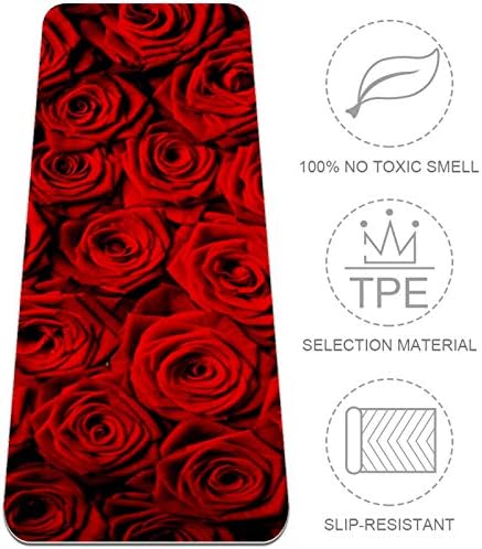 Siebzeh Romantik Kırmızı Gül Çiçek Desen Premium Kalın Yoga Mat Çevre Dostu Kauçuk Sağlık ve Fitness Kaymaz Mat Her