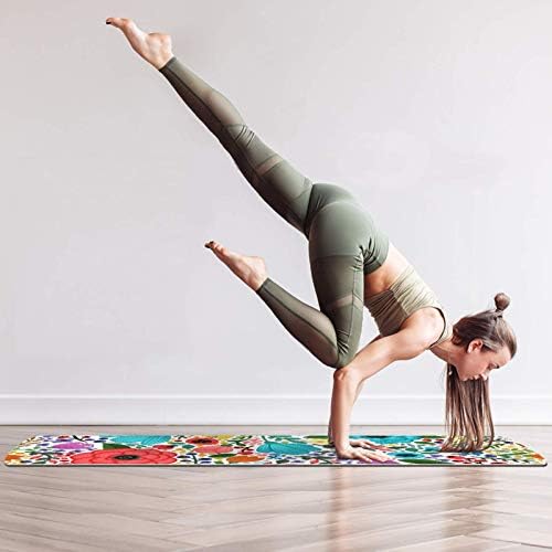 Unicey Kalın Kaymaz Egzersiz ve Fitness 1/4 Yoga mat Renkli Çiçek Arka Plan Baskı Yoga Pilates ve Zemin Fitness Egzersiz