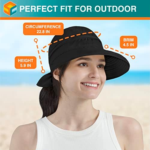 GÜNEŞ KÜP Kadın güneş şapkası UPF 50+, Zip Kapalı güneş şapkası Siperliği, At Kuyruğu güneş koruma şapkası Golf Plaj