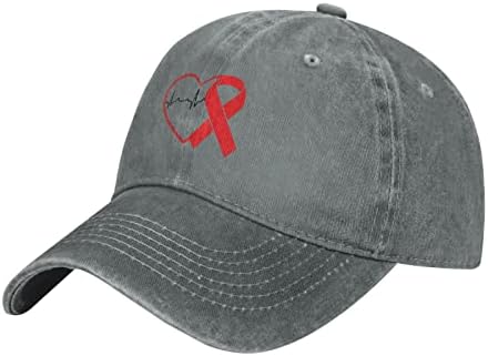 Kalp Hastalığı Farkındalık Bayan Denim kovboy şapkası beyzbol şapkası güneş şapkaları Siyah kamyon şoförü şapkaları