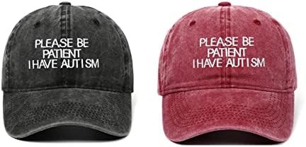 YUNXİBASECAP Pamuk Unisex Lütfen Sabırlı Olun Ben Otizm beyzbol şapkası,Ayarlanabilir Baba Şapka