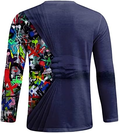 Erkek Moda Retro Spor Spor Açık 3D Dijital Baskılı T Gömlek Uzun Kollu Gömlek Üst Bluz Erkek Boyutu Büyük Gömlek
