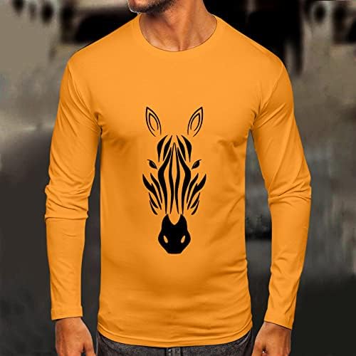ZDDO Sonbahar erkek T-shirt Uzun Kollu Grafik Baskı Temel T Shirt Slim Fit Kas Parti Casual Crewneck spor tişörtler